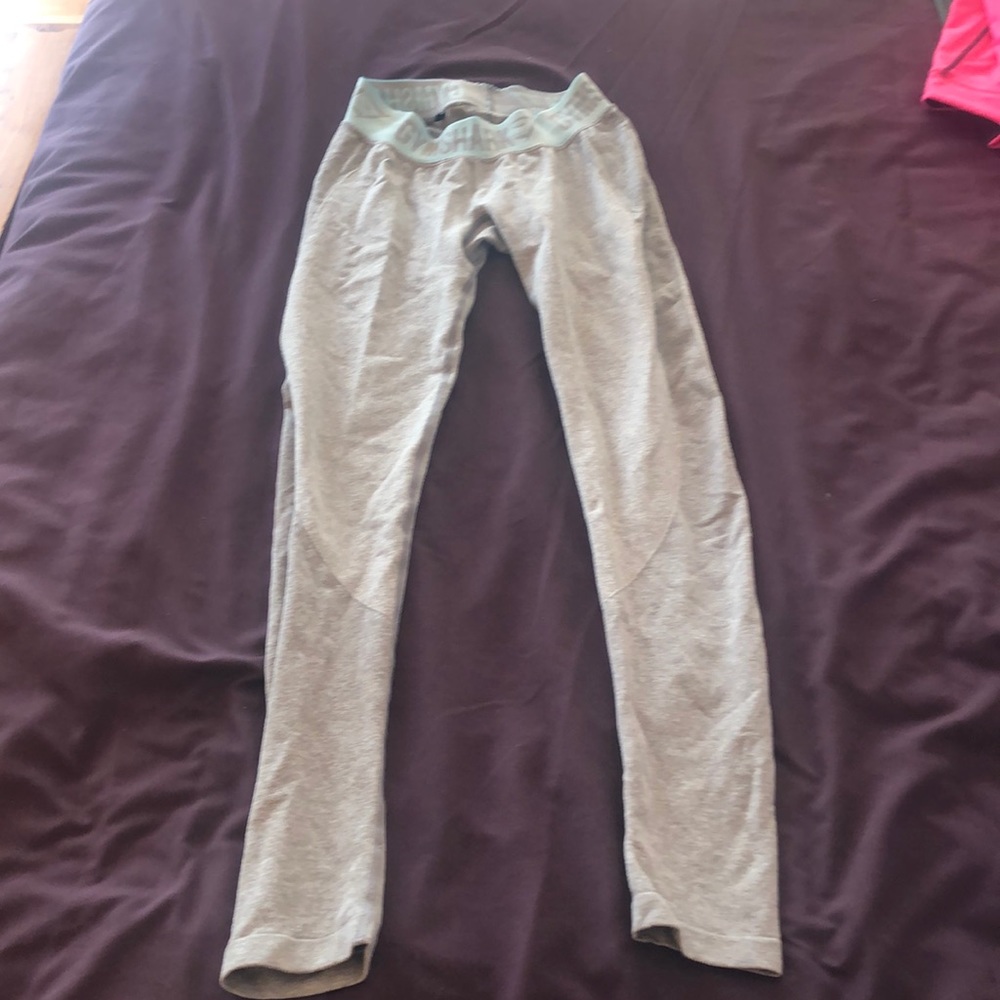 Gymshark Grey and Teal Flex leggings